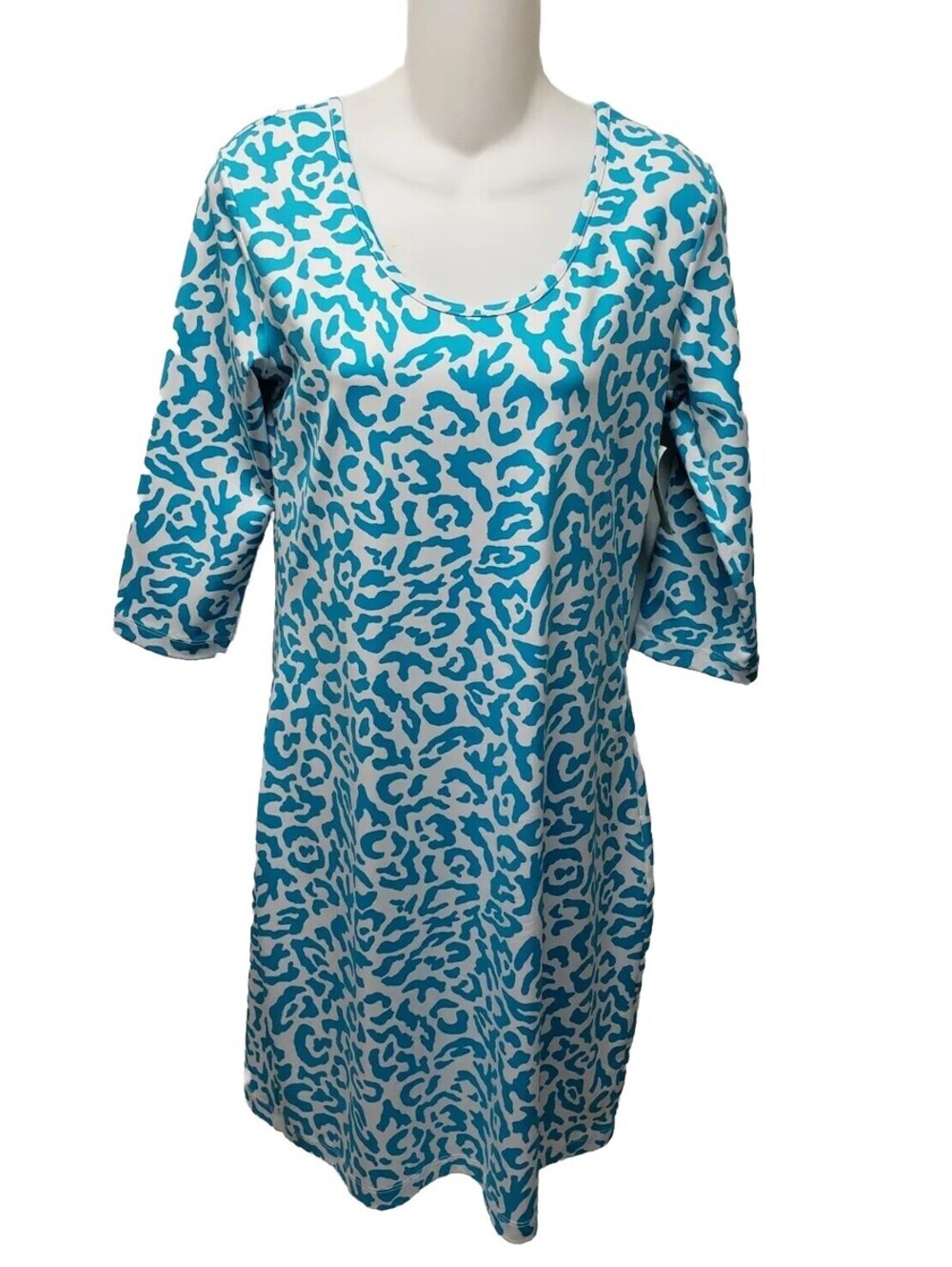 Persifor Kilpatrick Pullover Dress Women's Medium Stretch Turquoise White New